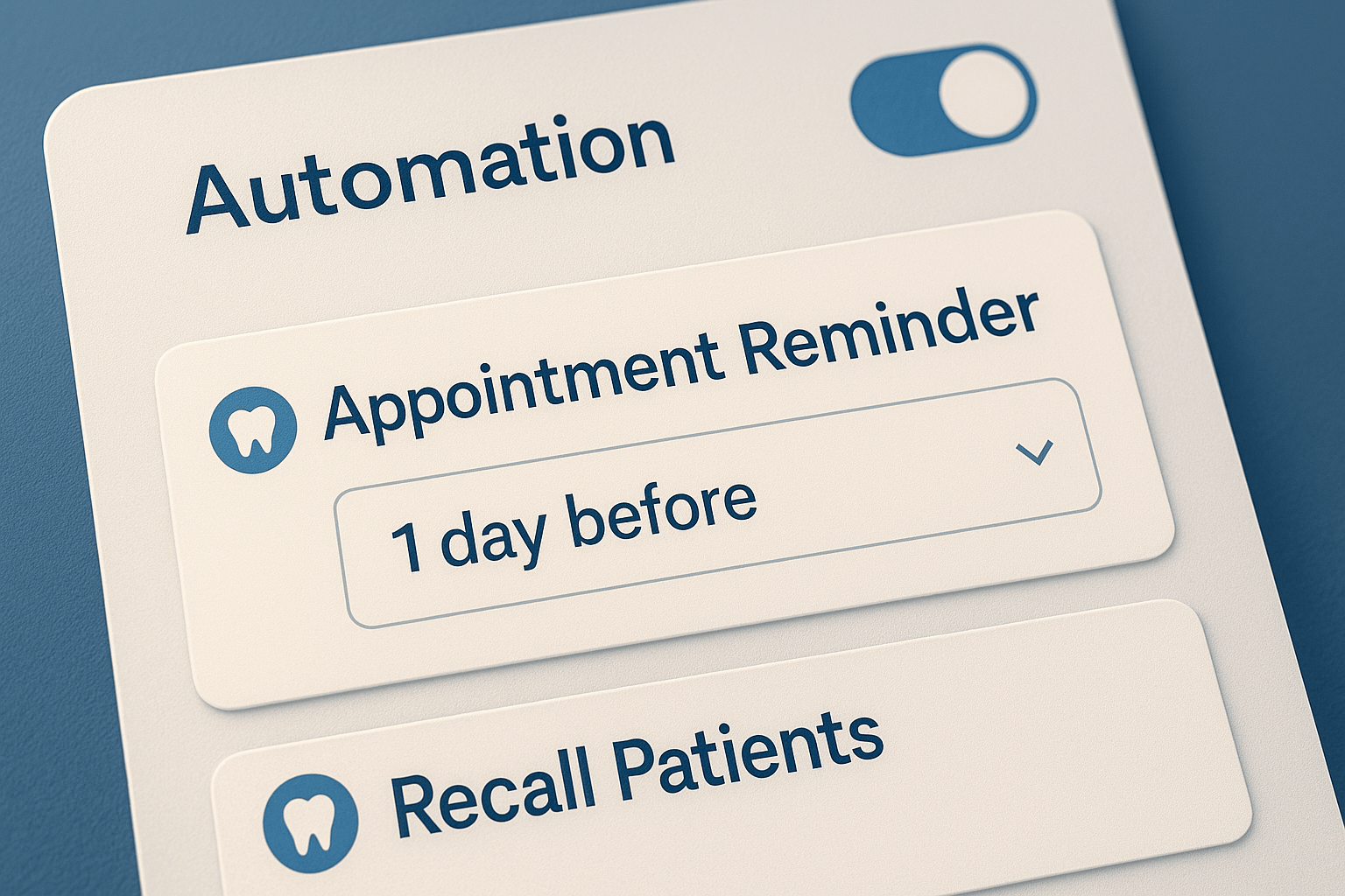Automation for Dental Practices — detail view (Design Delulu)