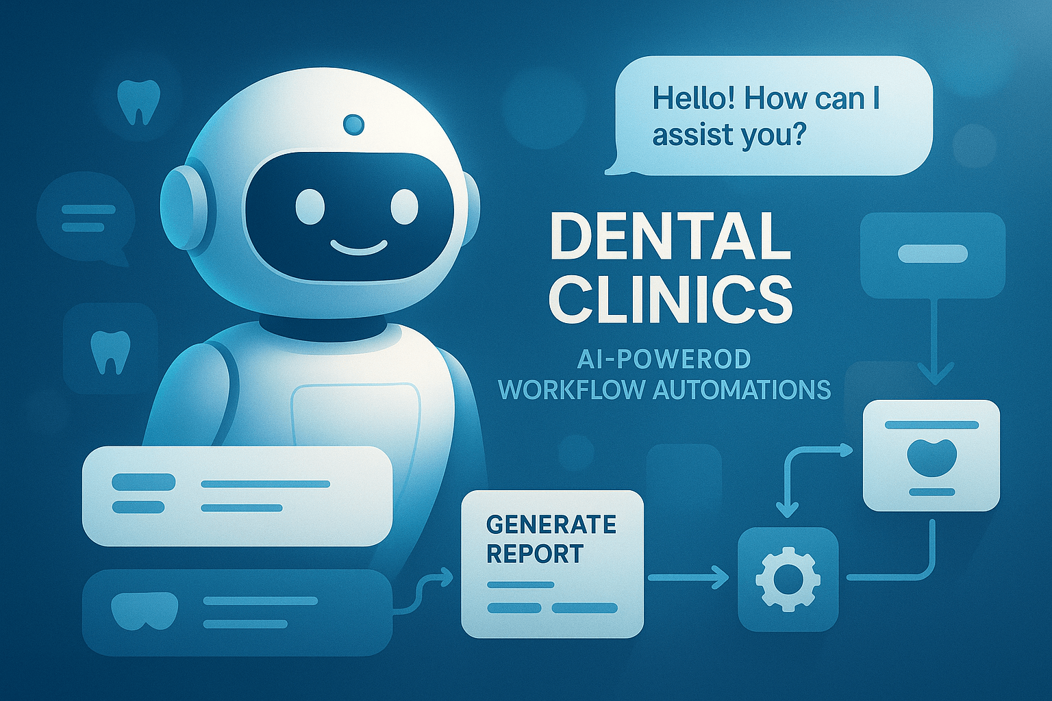 A collage of AI assistants and workflow automations for a dental clinic.