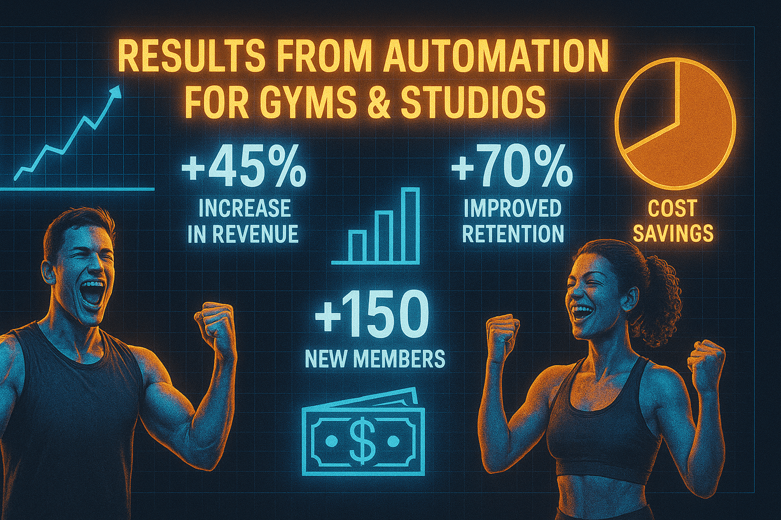 Automation for Gyms & Studios - results infographic (Design Delulu)