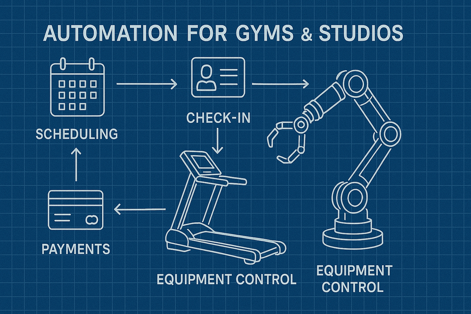 Automation for Gyms & Studios - workflow diagram (Design Delulu)