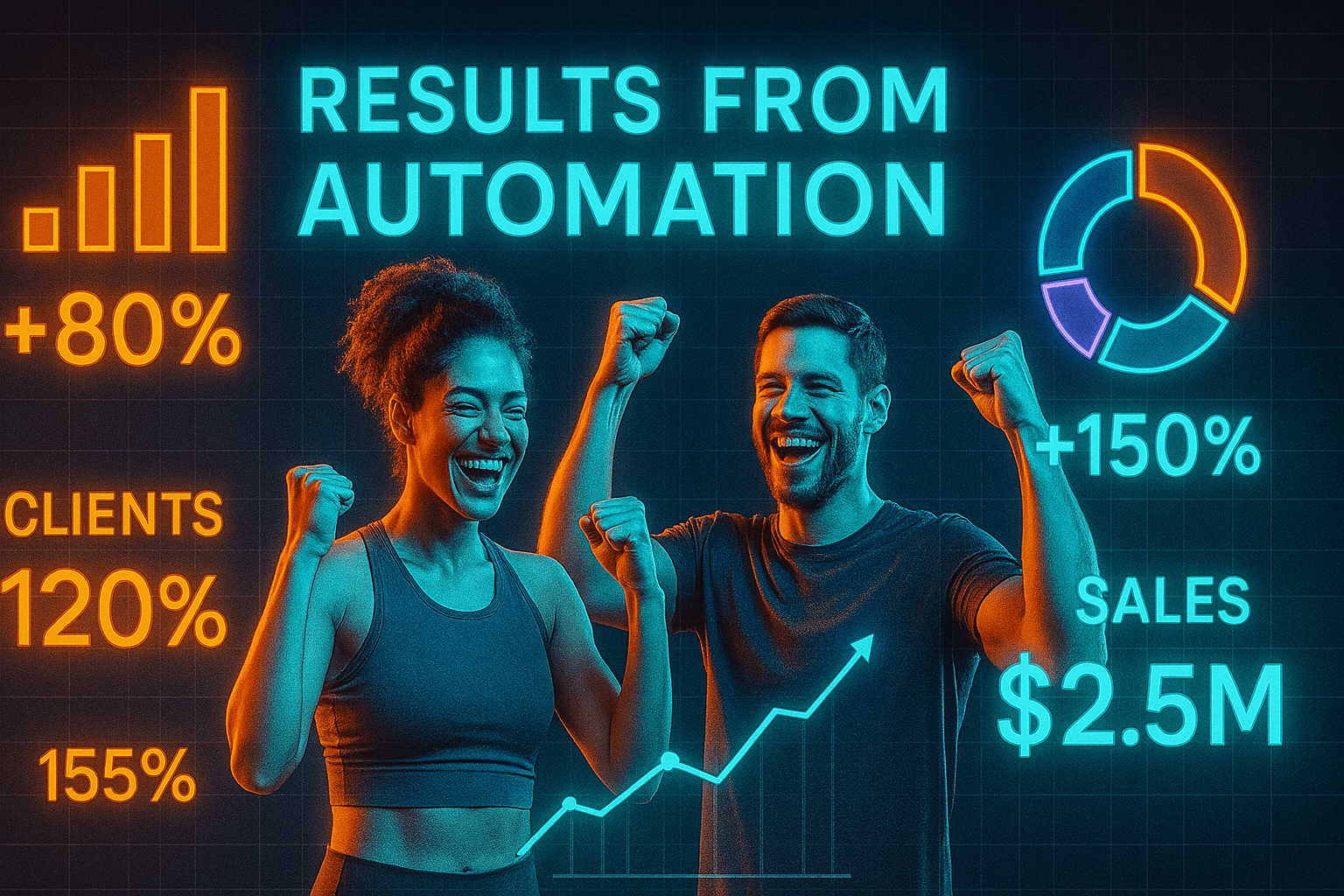 Automation for Personal Trainers - results infographic (Design Delulu)