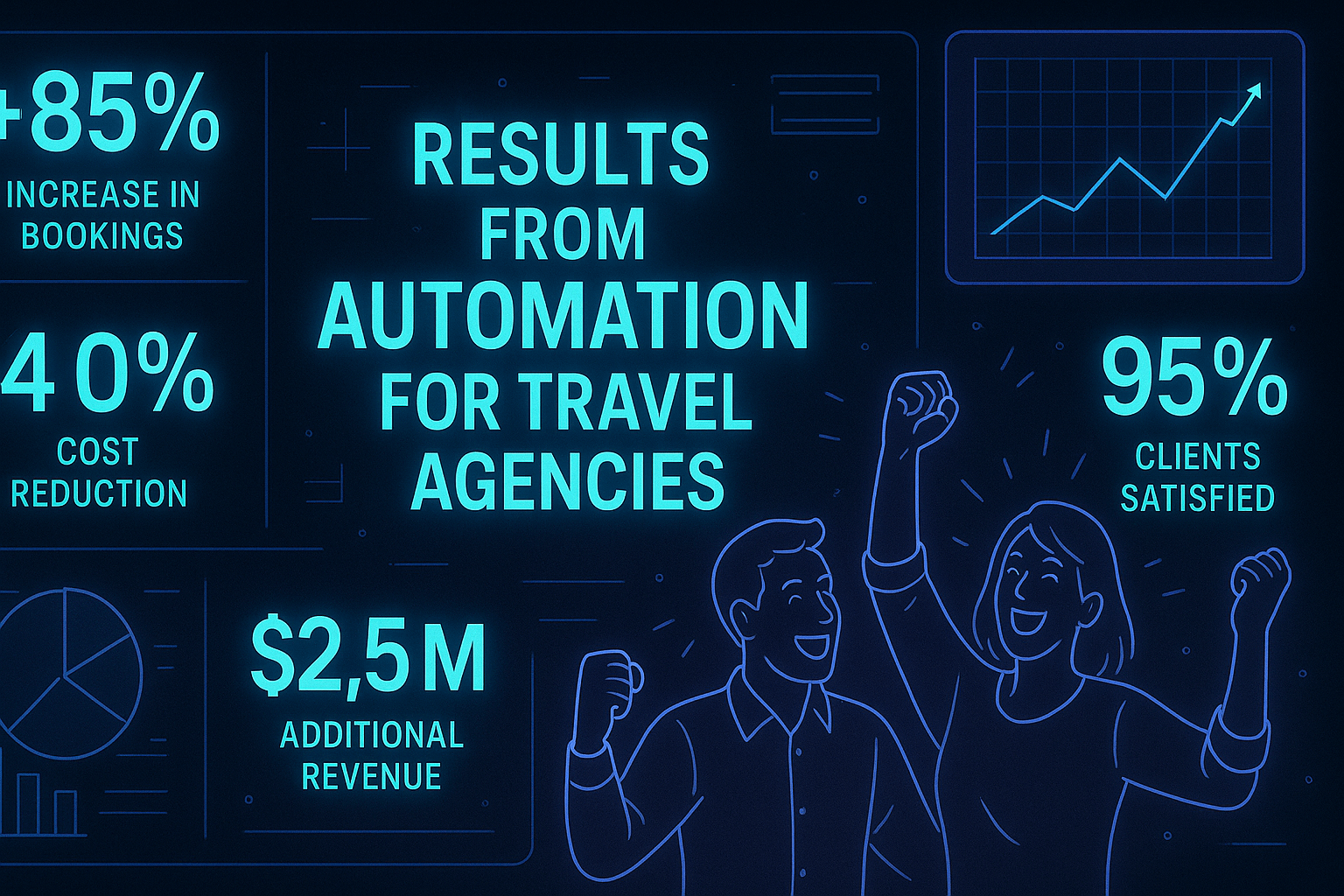 Automation for Travel Agencies - results infographic (Design Delulu)