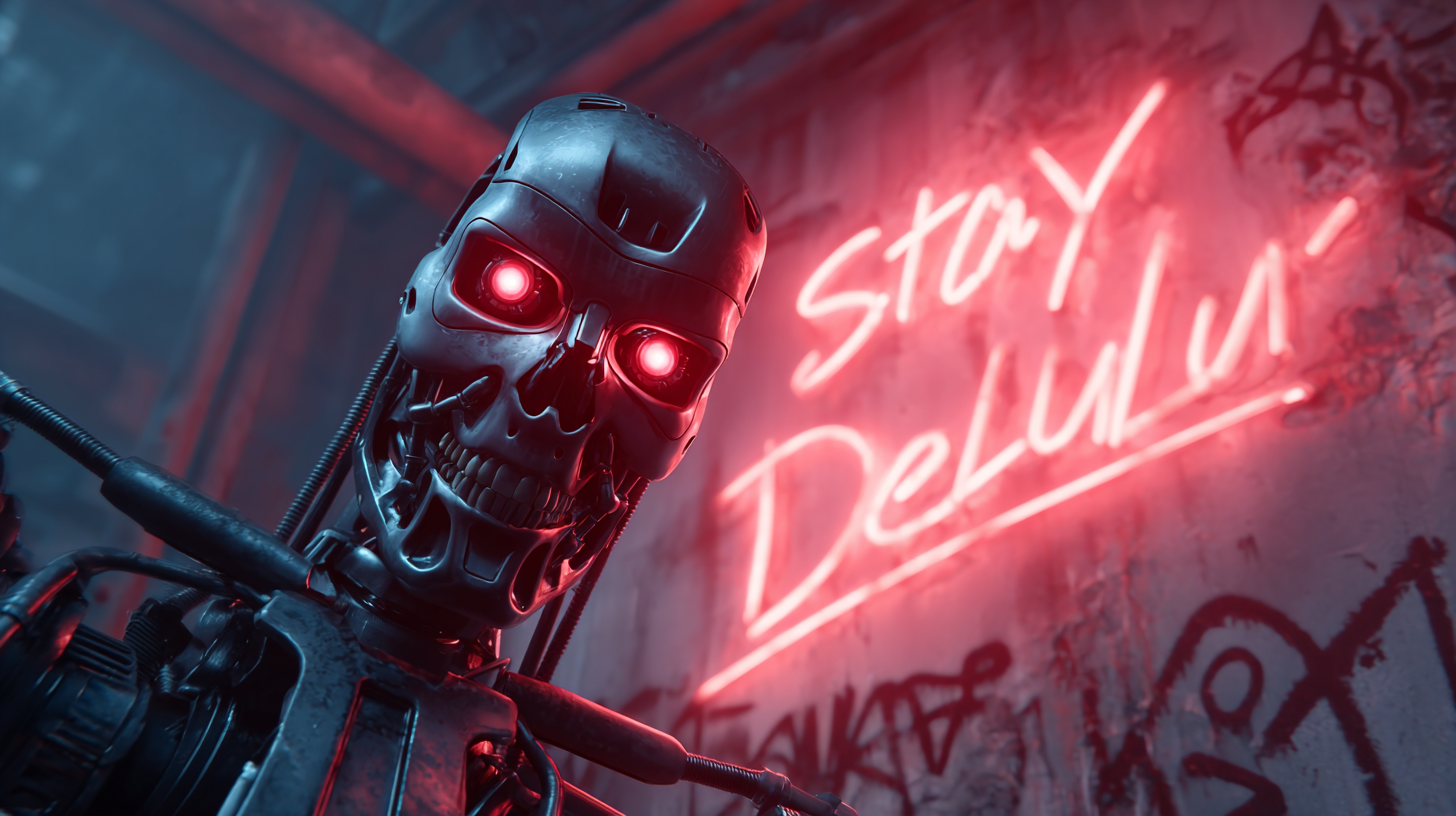 Rebels painting 'Stay Delulu' graffiti