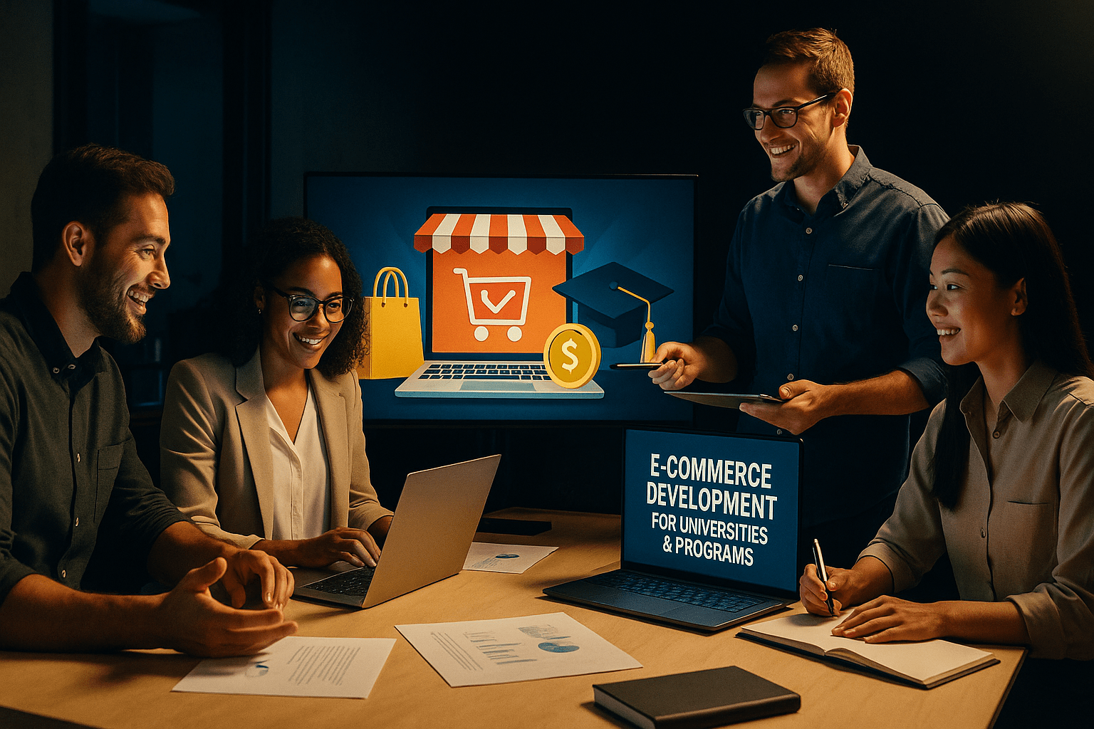 E-commerce Development for Universities & Programs - workflow diagram (Design Delulu)