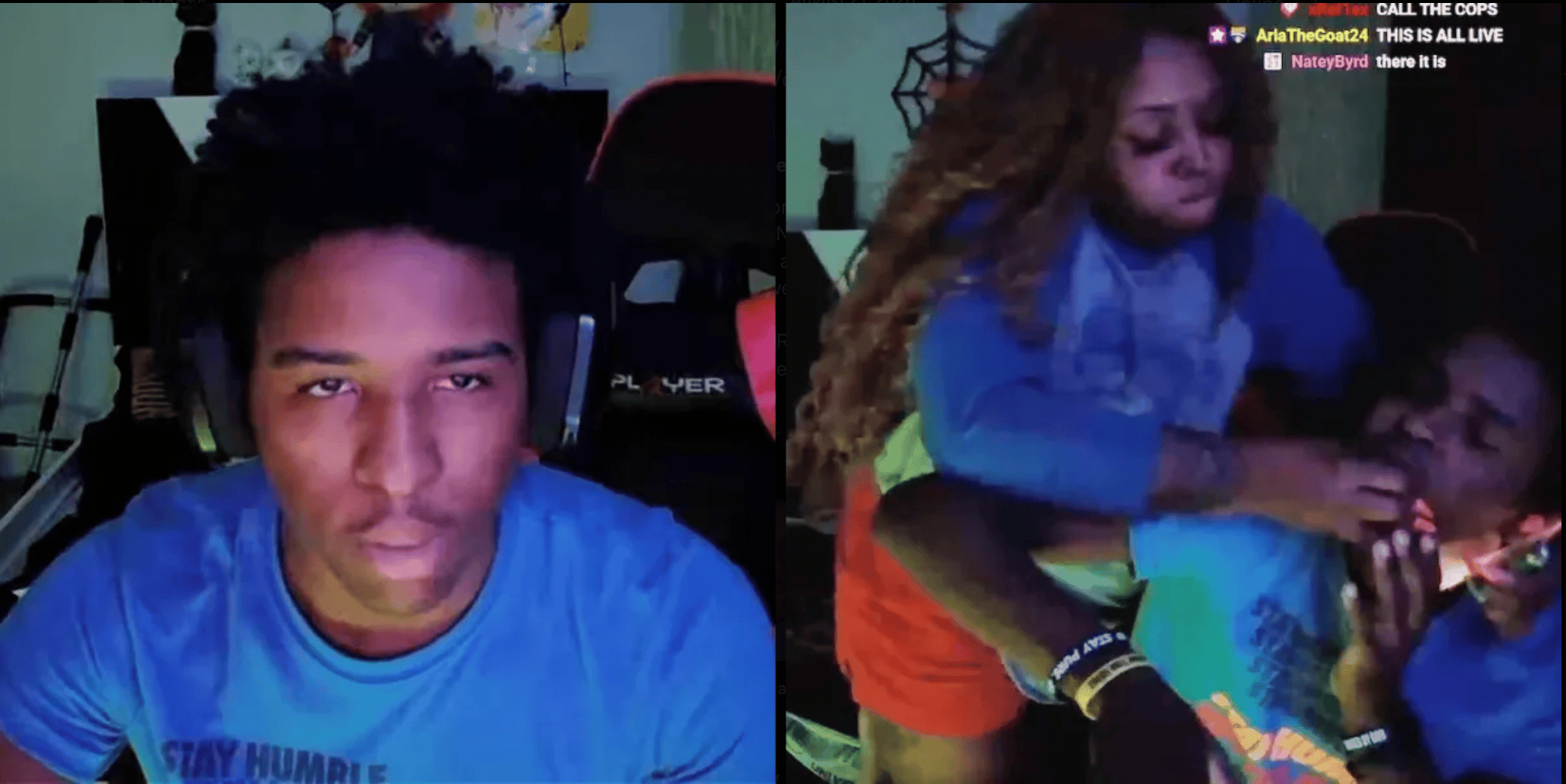Nitro_Camden at his desk while his mother stands over him during the on-stream confrontation after Stable Ronaldo's raid