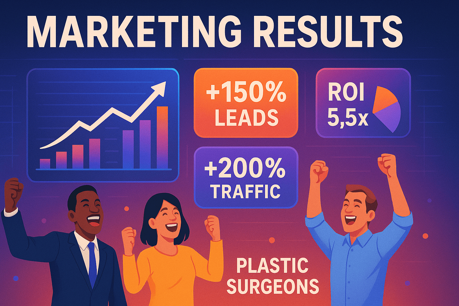 Marketing for Plastic Surgeons - results infographic (Design Delulu)