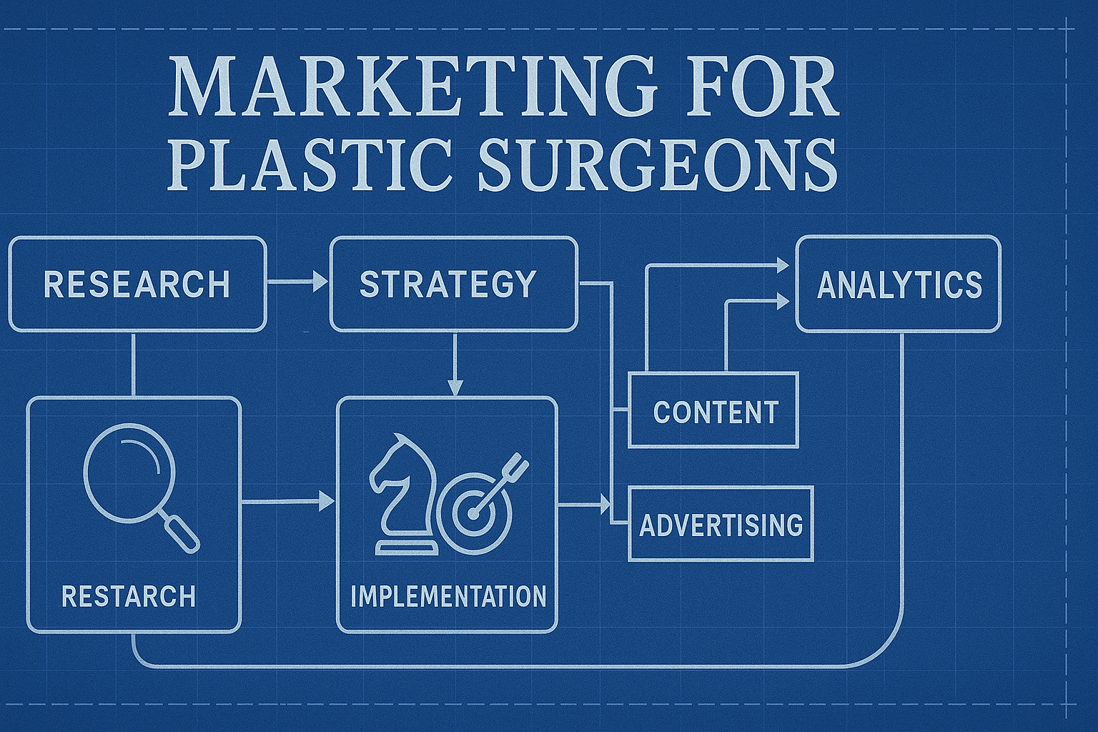 Marketing for Plastic Surgeons - workflow diagram (Design Delulu)