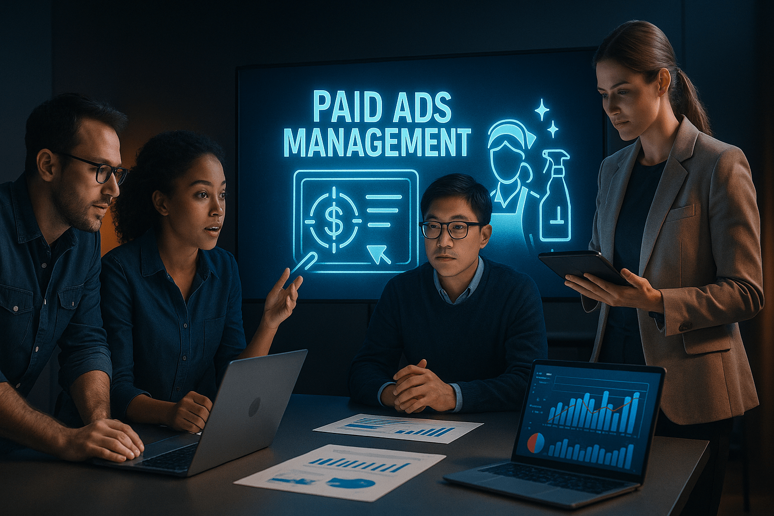Paid Ads Management for Cleaning Companies - workflow diagram (Design Delulu)