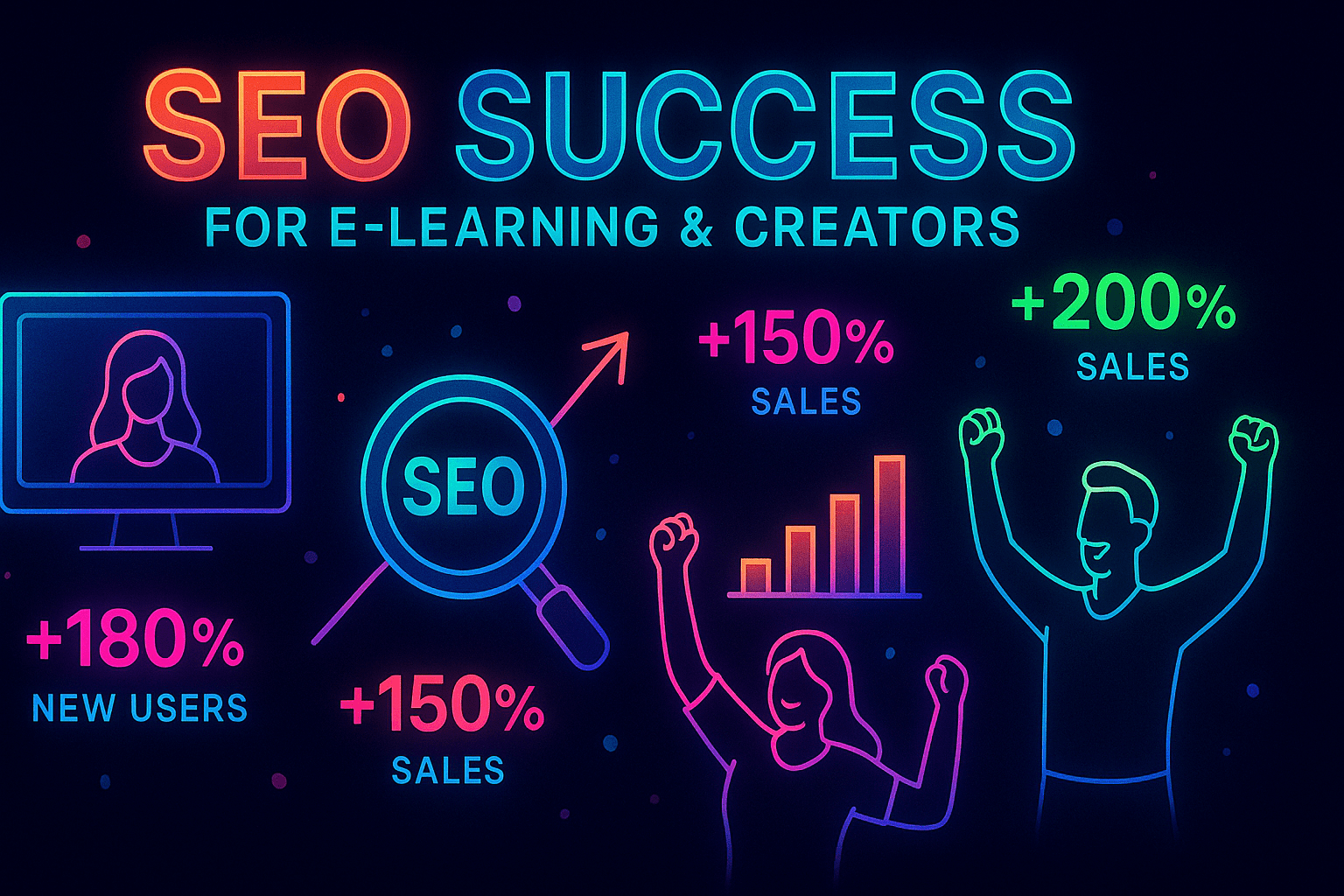SEO Services for E-learning & Creators - results infographic (Design Delulu)