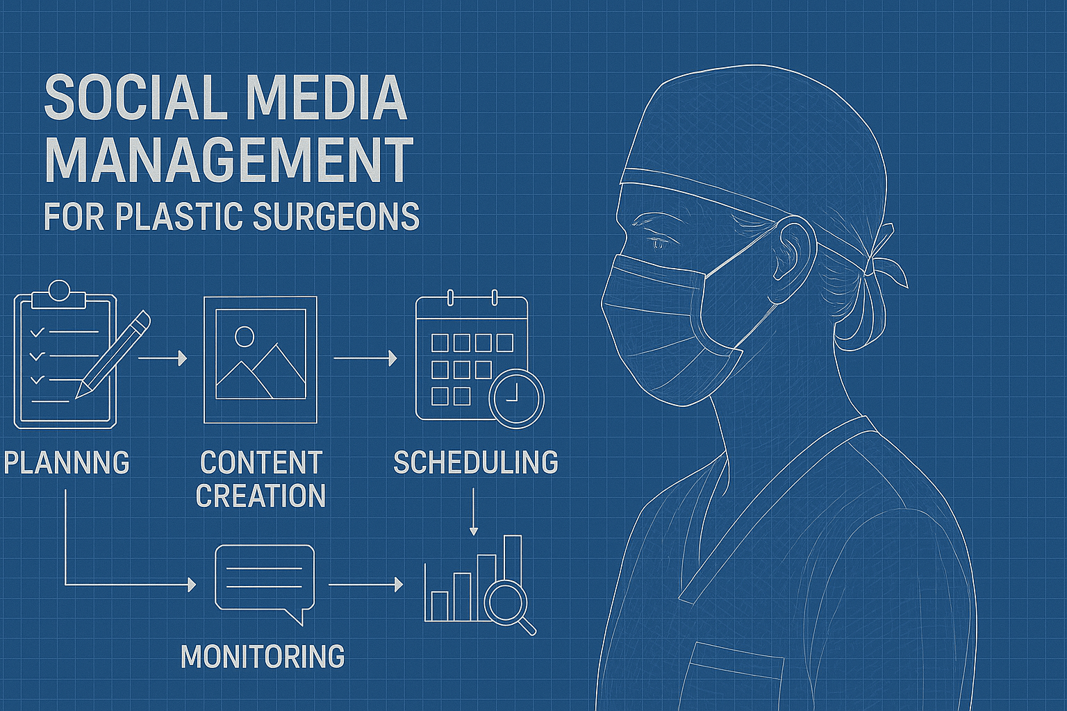 Social Media Management for Plastic Surgeons - workflow diagram (Design Delulu)