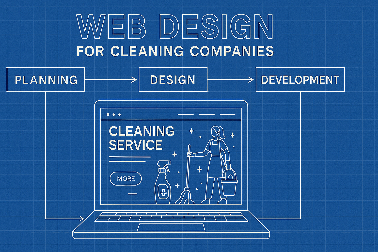 Web Design for Cleaning Companies - workflow diagram (Design Delulu)