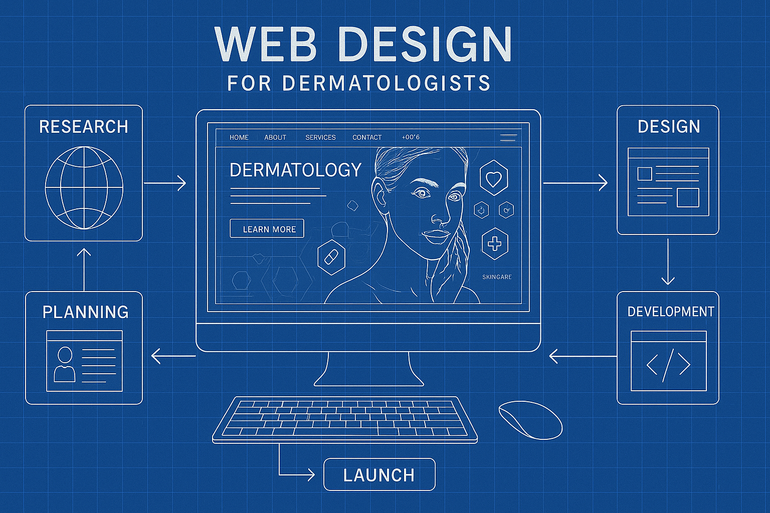Web Design for Dermatologists - workflow diagram (Design Delulu)