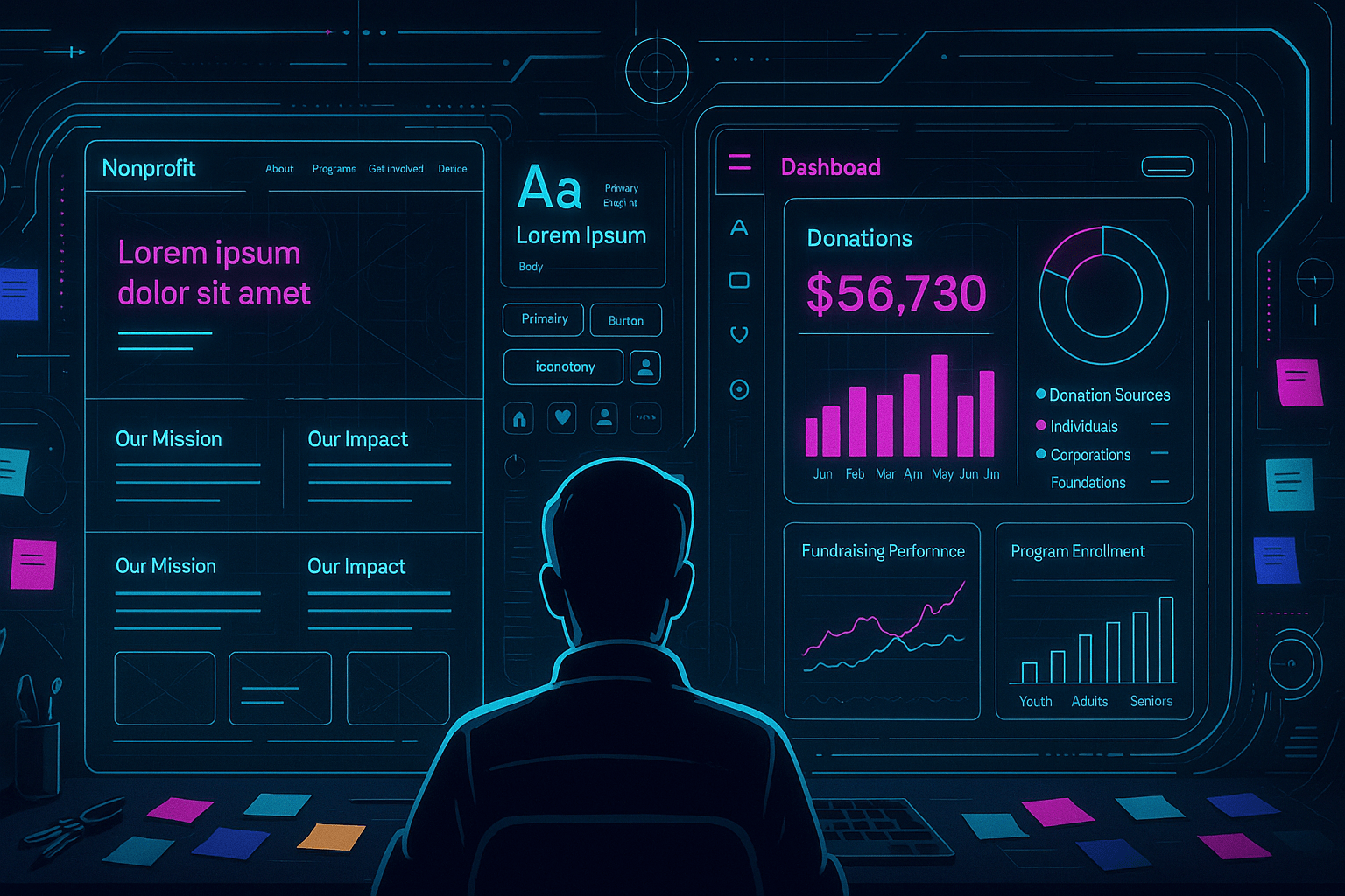 Web Design for Nonprofits — workflow scene