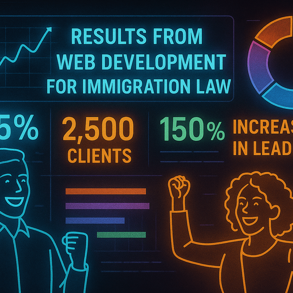 Web Development for Immigration Law - results infographic (Design Delulu)